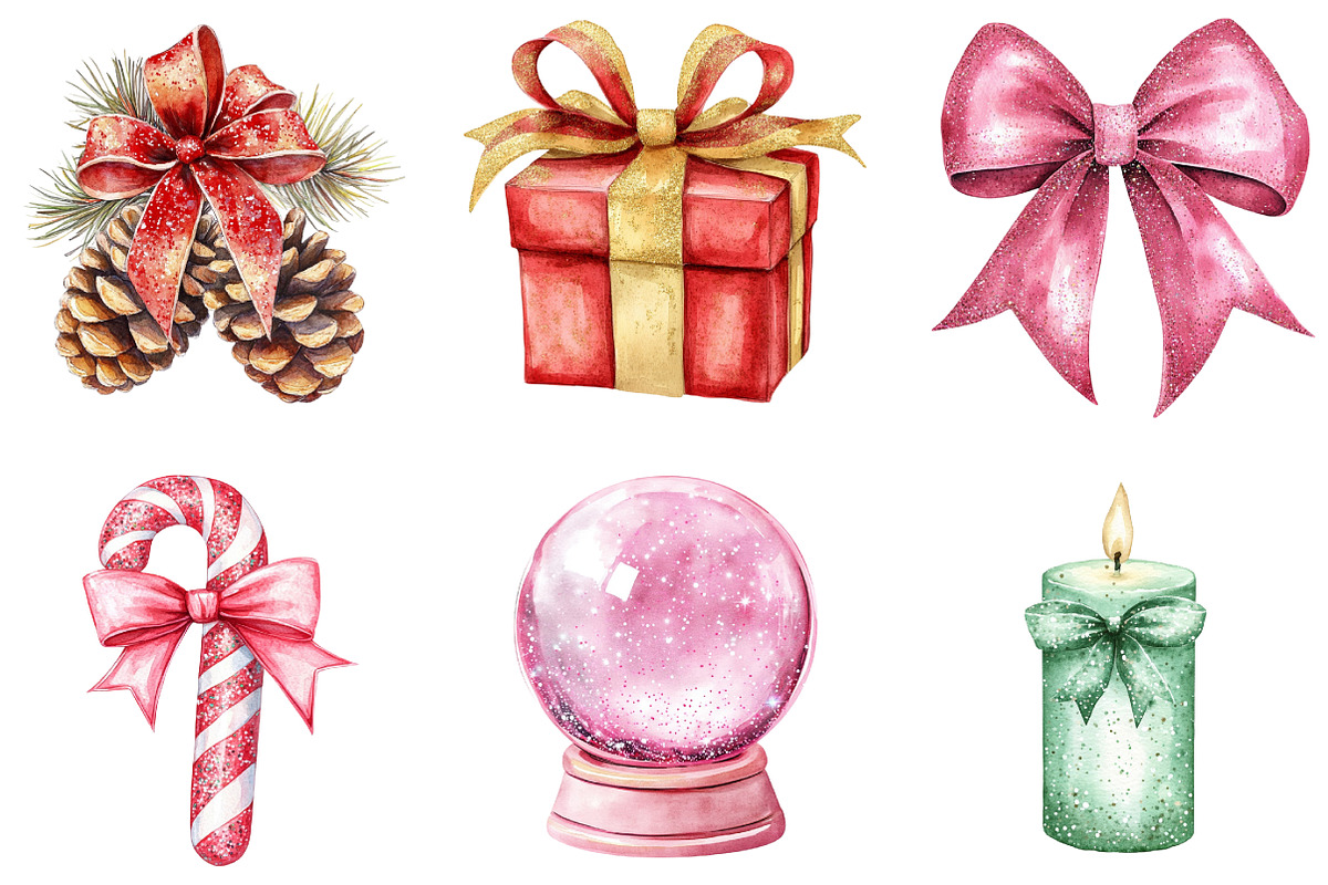 Coquette Gilter Christmas Clipart, an Illustration by DreamArtGraphic (Photo 3 of 4)