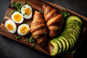 Croissants and eggs platter, a Photo by Beautiful things