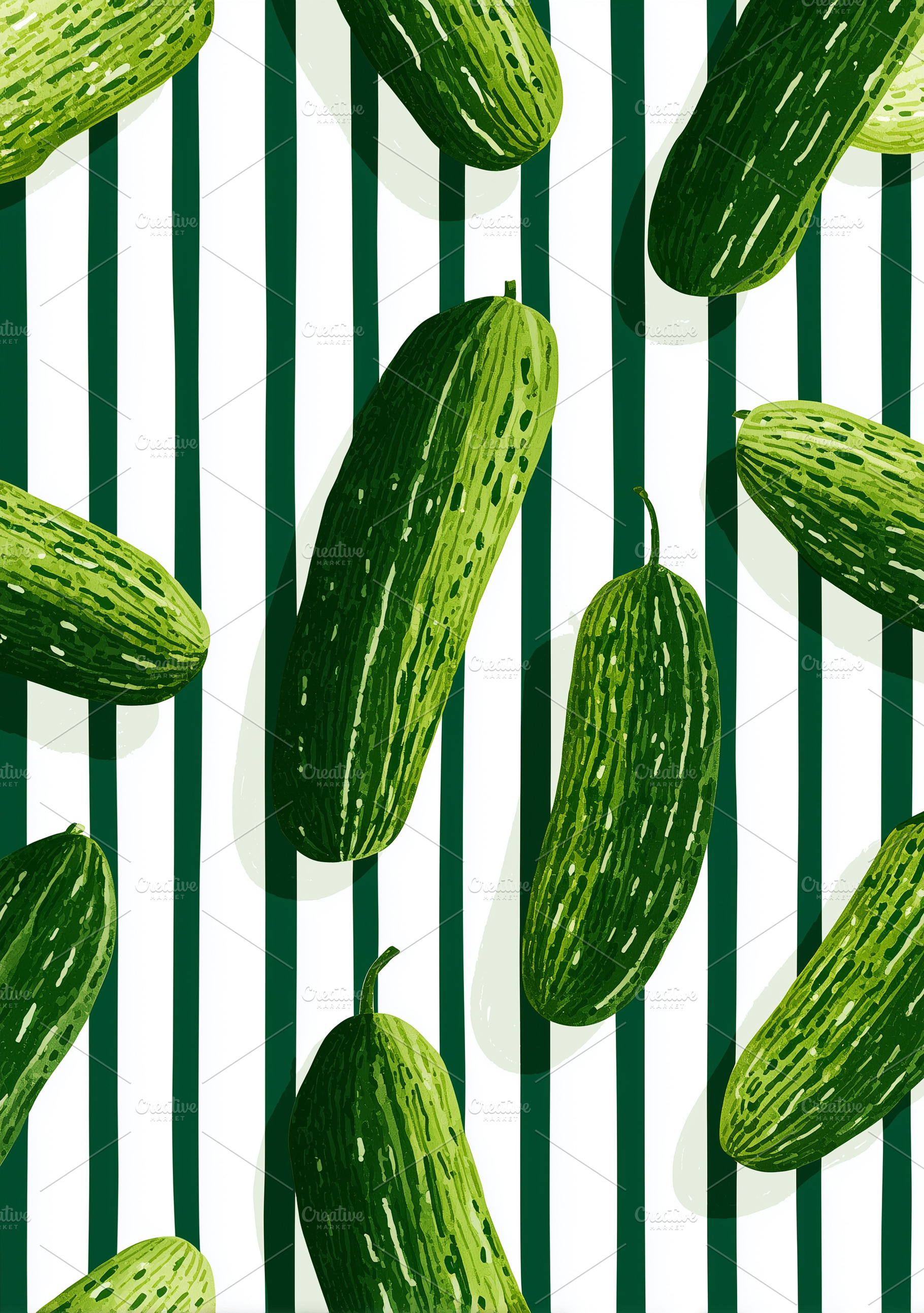 Fresh green cucumbers on a bold, a Food & Drink Photo by MistyDay