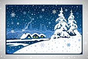 Winter landscape, vector set., a Decorative Illustration by Countryside life (Thumbnail 2 of 7)