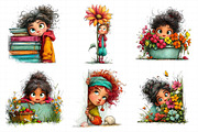 Whimsical Peeking Girl Clipart, an Illustration by Daily.Designs (Thumbnail 4 of 7)