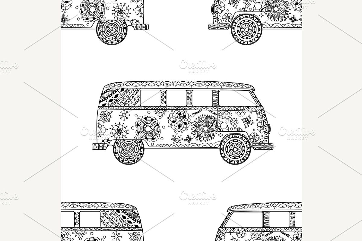 Pattern of Vintage car, a Pattern Graphic by IllustrationArtShop
