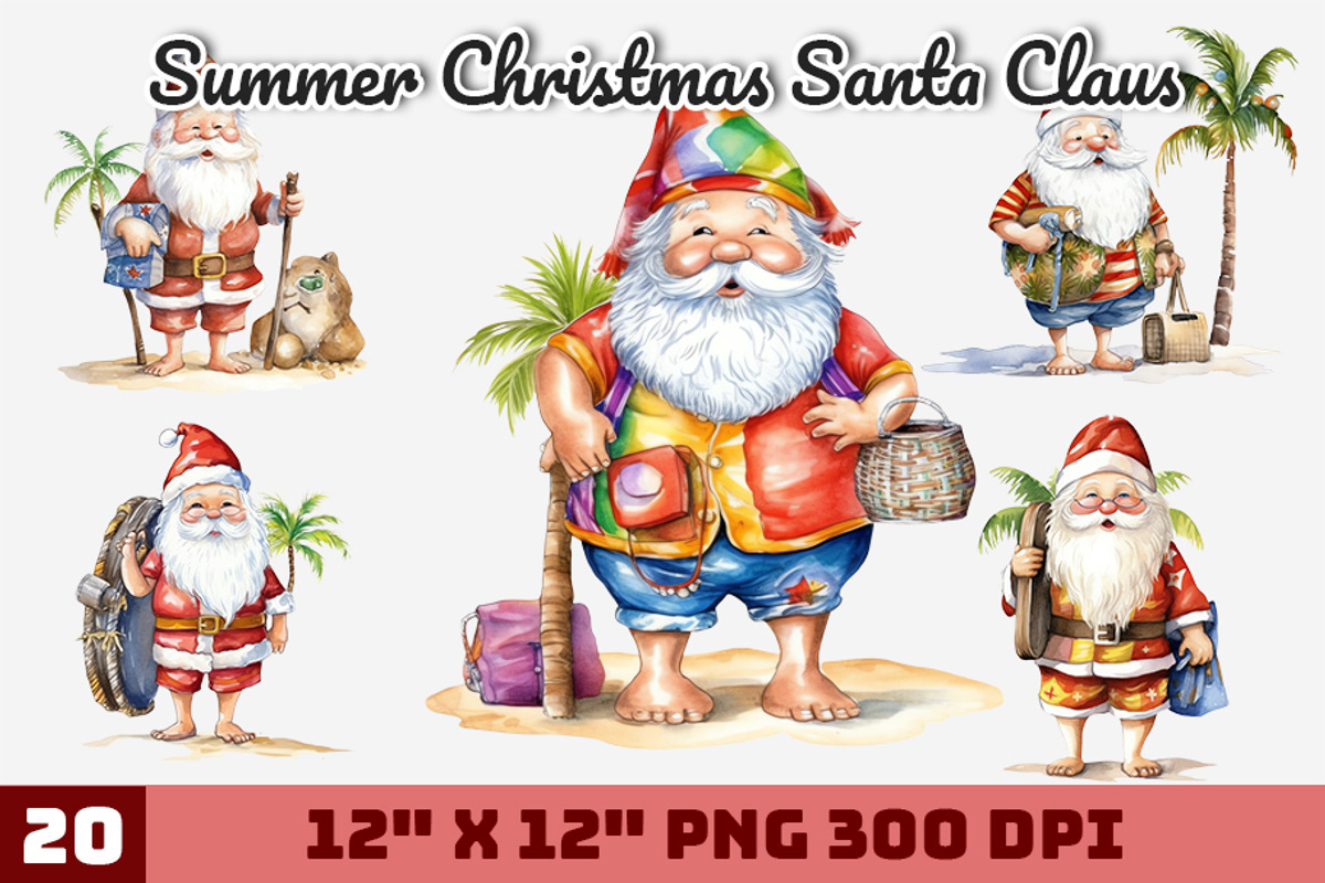 Summer Christmas Santa Claus, an Illustration by Gemstone (Photo 1 of 12)