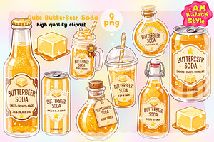 Cute ButterBeer Soda Clipart PNG