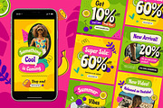 Cartoon Fashion Summer Instagram Set, a Social Media Template by Aiyari Graphic (Thumbnail 1 of 5)
