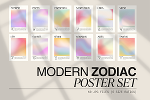 Modern Zodiac Poster Set, a Poster Template by Factoryluv Shop