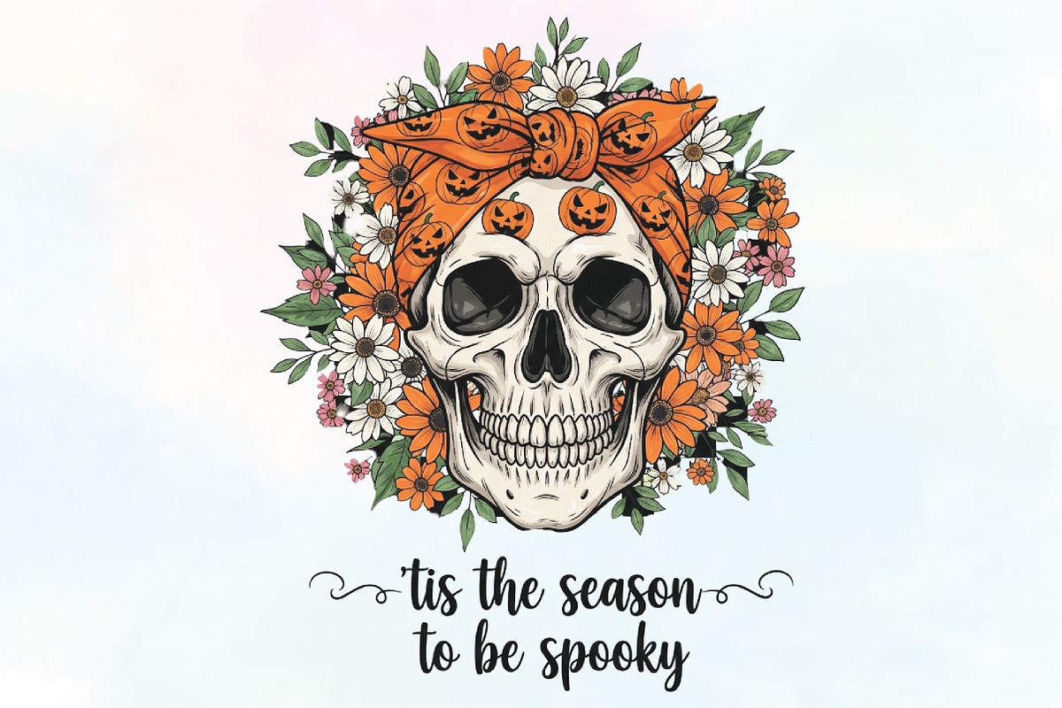 Halloween Skeleton Head PNG, an Illustration by CraftArtStudio (Photo 1 of 4)