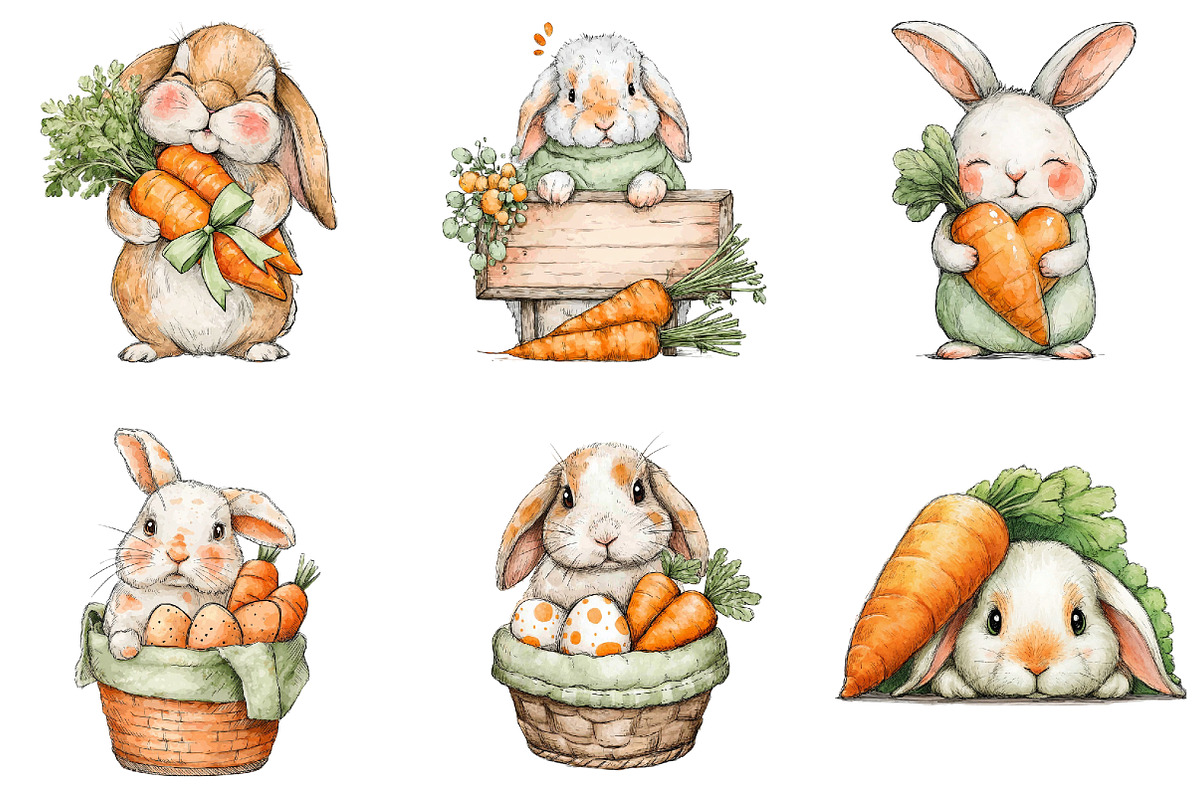Watercolor Easter Bunny Clipart, an Illustration by Sublimation Artist (Photo 7 of 7)