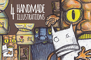 4 Handmade Illustrations, an Illustration by DesignSomething (Thumbnail 1 of 5)