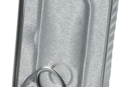 Rectangular tin can with ring for opening on isolated background, a Food & Drink Photo by ndanko