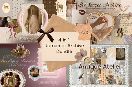 4 in 1: Romantic Archive Bundle, a Texture Graphic by Lidberia