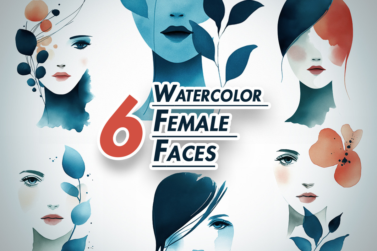 Watercolor Female Faces, a Person Illustration by BazziBa♥ (Photo 1 of 5)