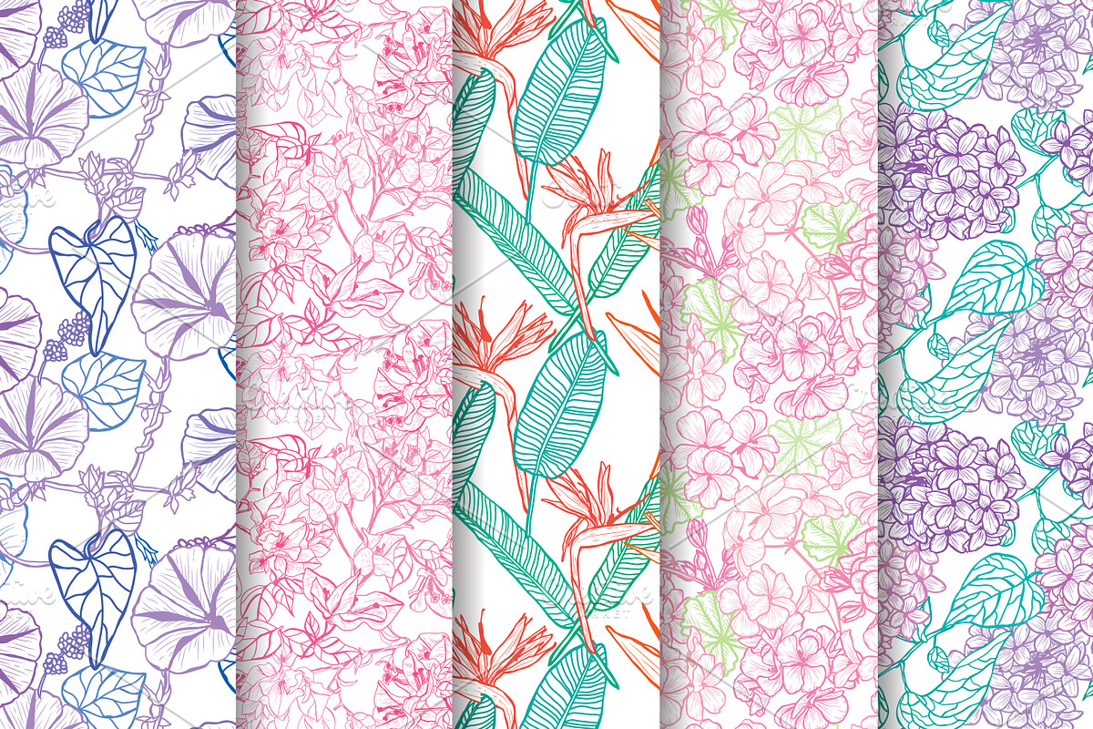 18 Floral Seamless Patterns Set, a Pattern Graphic by Sunset&Sea Design (Photo 2 of 6)