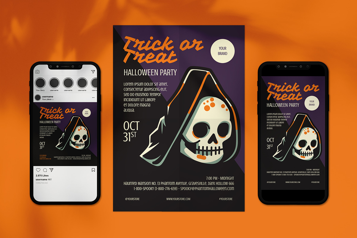 Halloween Poster + Social Media, a Social Media Template by Juru Rancang Graphic (Photo 1 of 3)