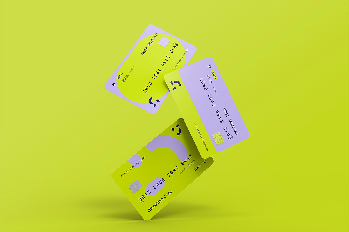 3d Floating Credit Cards Mockup, a Merchandise Mockup by The Rose Project (Photo 1 of 4)