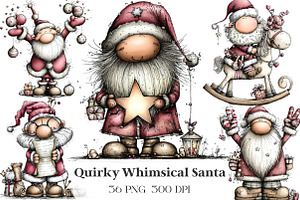 Quirky Whimsical Santa Clipart, an Illustration by CraftArtStudio