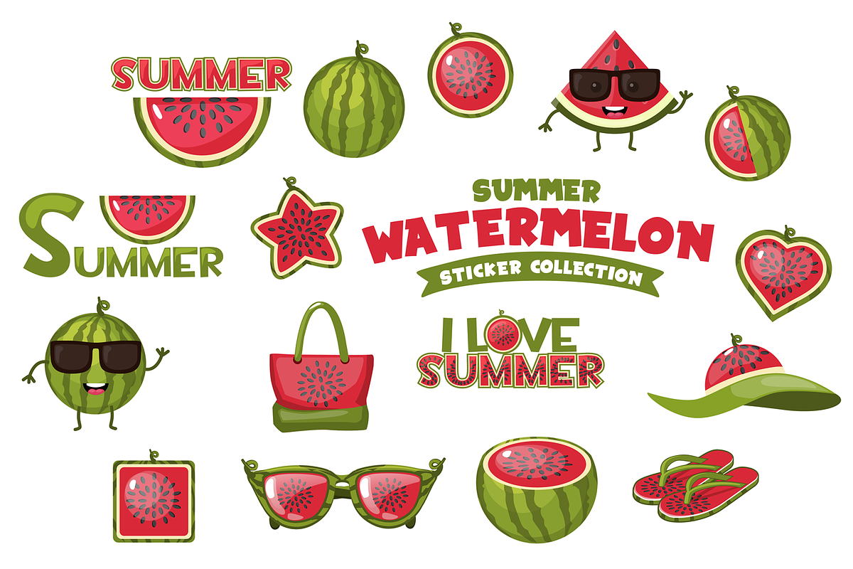 Summer Watermelon Sticker Collection, an Object Graphic by BabySofja (Photo 3 of 4)