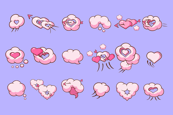 Comic Elements For Valentines Day