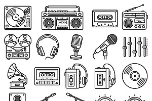 Bundles Vintage Music Outline Icons, an Outline Icon by adenpinkstore