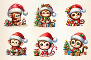 Christmas Monkey Clipart, an Illustration by DreamArtGraphic (Thumbnail 4 of 6)
