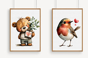 Watercolor Valentine Forest Animals, a Graphic by Libby Wishes (Thumbnail 3 of 7)