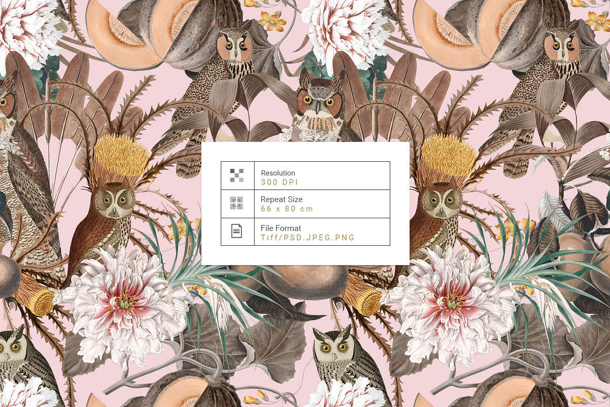 Autumn Owl Botanical Pattern & Motif, a Pattern Graphic by Pink Linen (Photo 3 of 12)