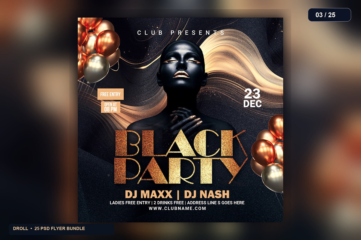 25 Nightclub Party Flyer PSD Bundle, a Flyer Template by Flyer Arts (Photo 6 of 29)