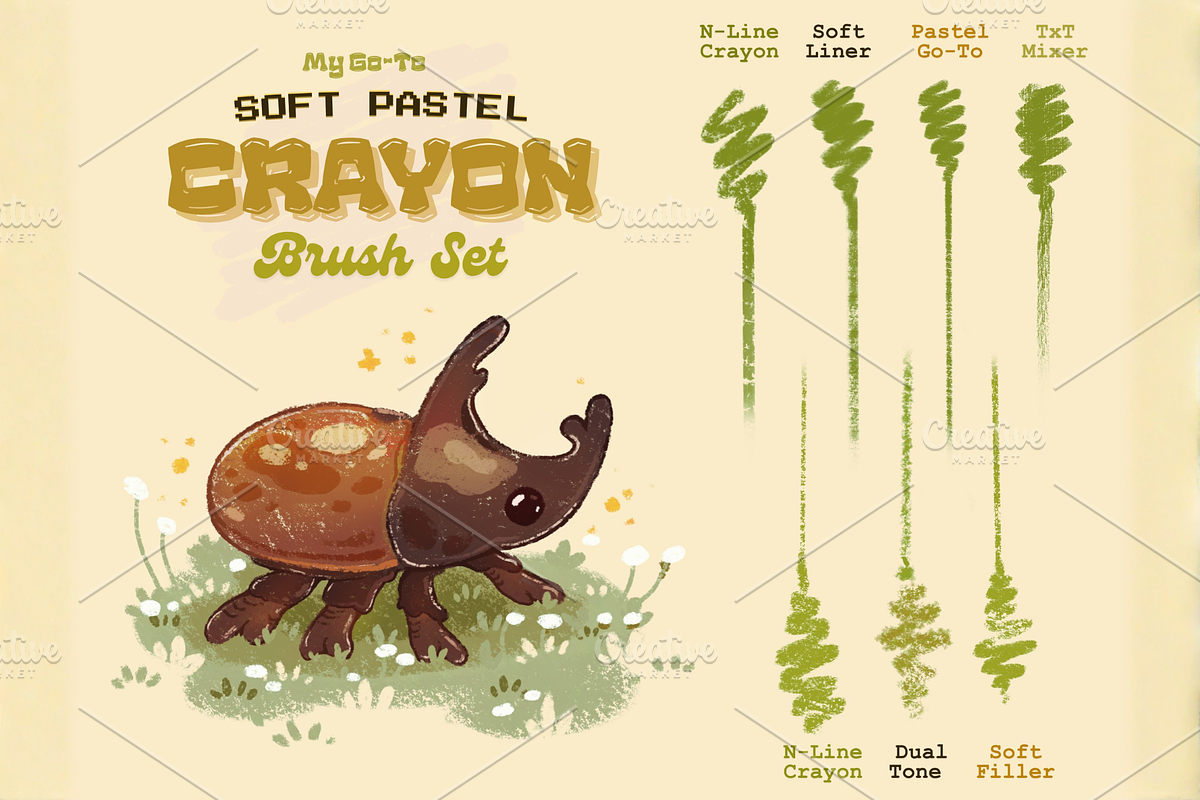 Soft- Crayon Brushes for Procreate, a Brush Add-On by TheDoodleSweets (Photo 1 of 5)