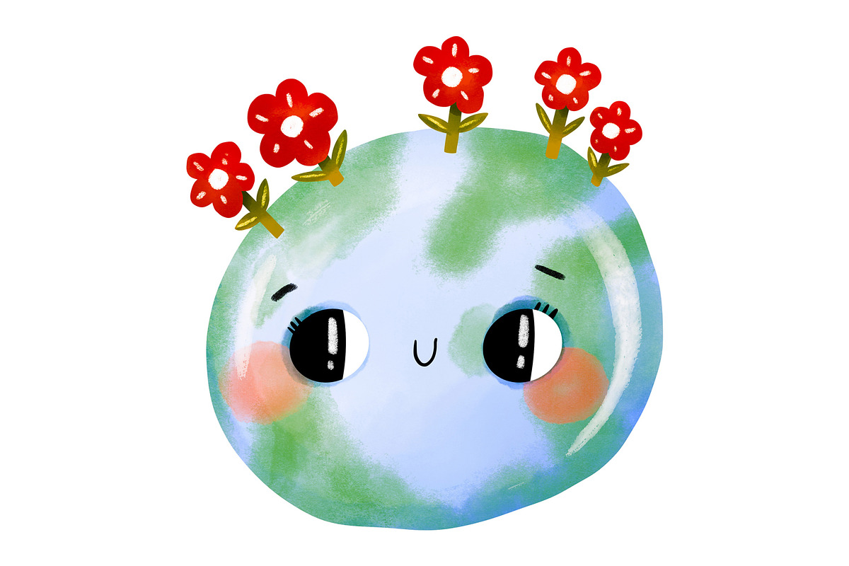 Cute Earth Day Clipart Set, Kawaii, an Education Illustration by the_myro (Photo 3 of 7)