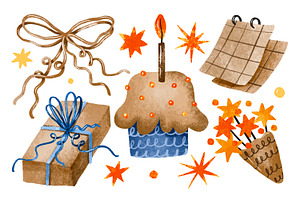 Happy Birthday Set. Cake and Gift, an Object Graphic by the_myro