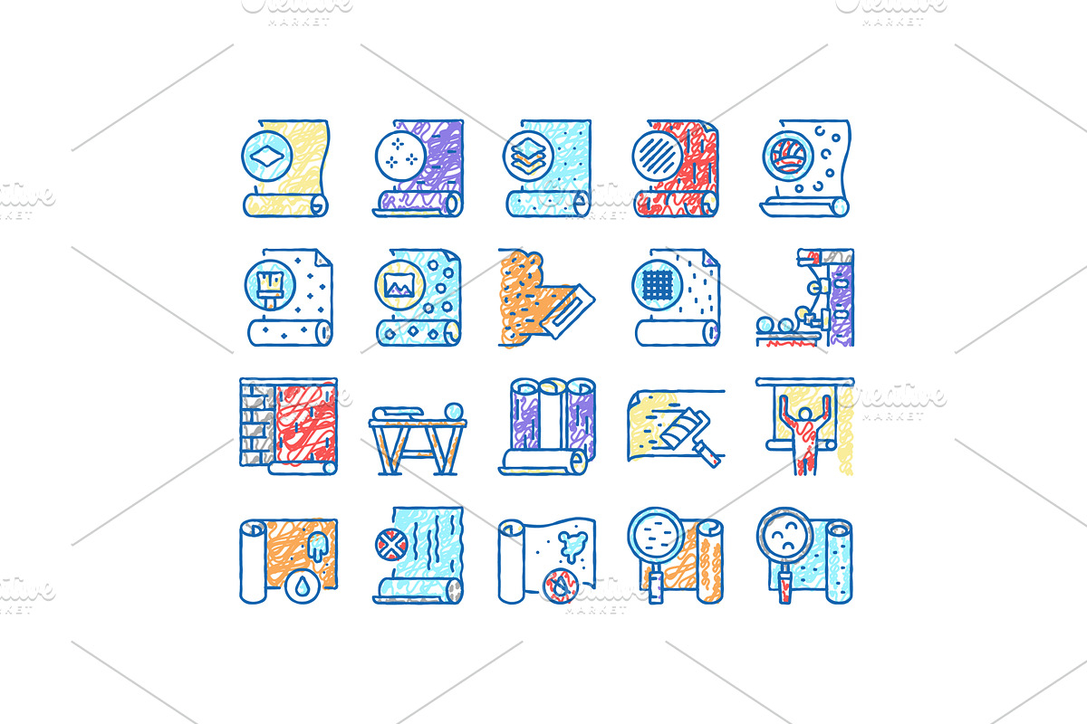 Wallpaper Interior set Icons hand, an Object Illustration by pikepicture