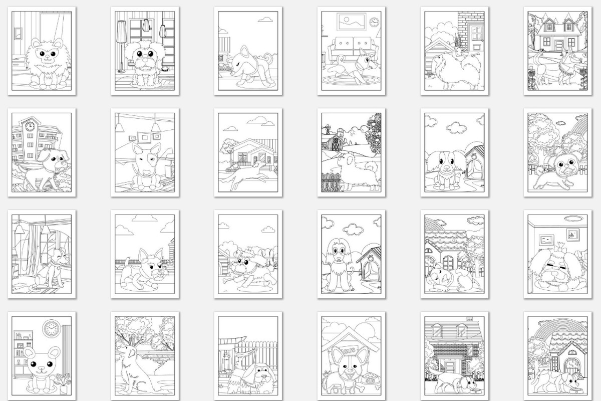237 Cute Dog Coloring Pages Vector, an Animal Illustration by Blue Digital Studio (Photo 4 of 9)