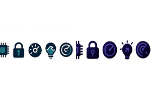Set of colorful icons representing, a Technology Illustration by ZinetroN