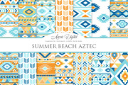 Beach Aztec Digital Paper, a Pattern Graphic by Avenie Digital (Thumbnail 1 of 4)