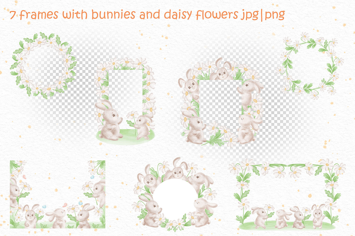 Cute bunny watercolor clipart set, an Illustration by susie-p-art (Photo 9 of 16)