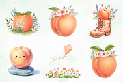 Watercolor Cute Peaches Garden Fruit, an Illustration by Creative Art (Thumbnail 2 of 10)