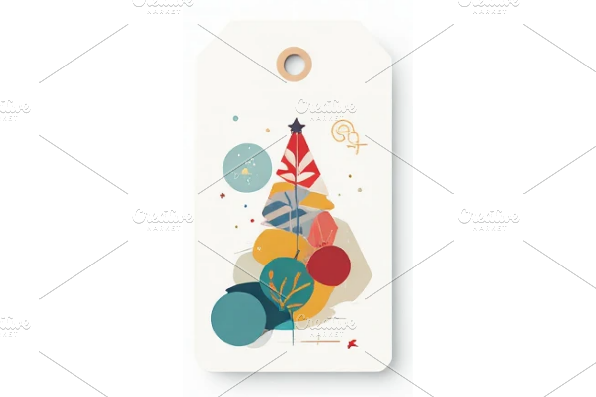 Geometric Christmas Gift Tag Clipart, a Decorative Illustration by Creative design (Photo 4 of 7)