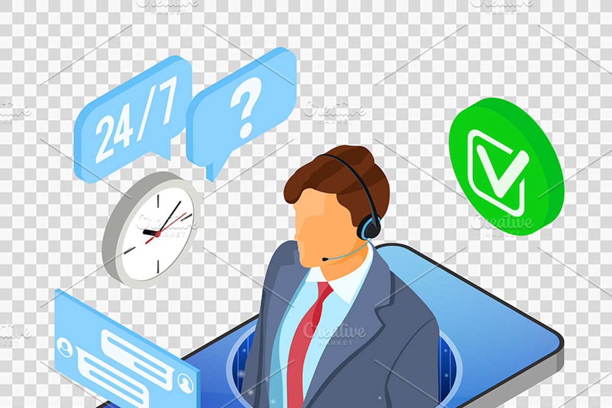 Isometric Online Customer Support, a Person Illustration by TAlex (Photo 5 of 6)