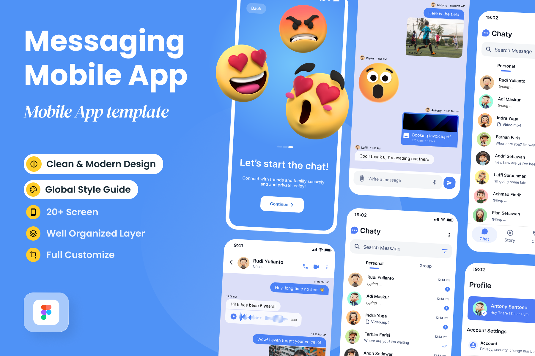Chatting and Messaging App UI Kit, an App Template by SLAB! Design