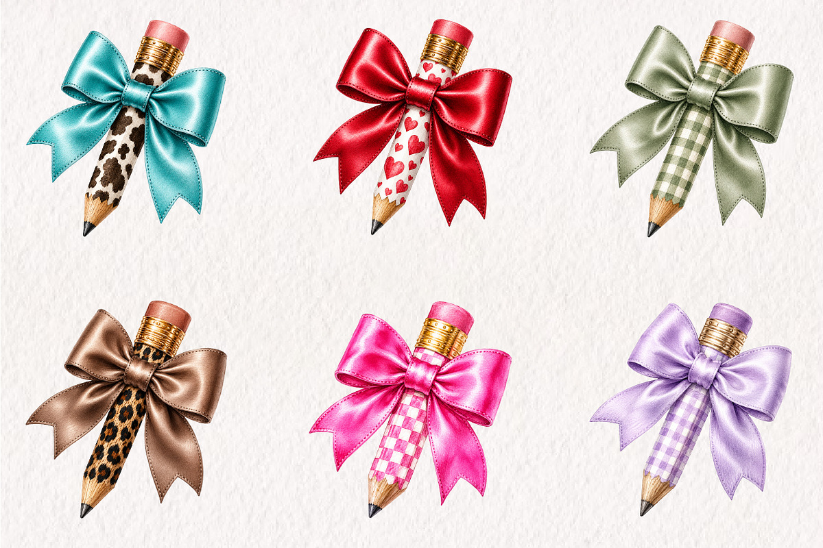 Brushstroke Pencil Bow Clipart PNG, a Seasonal Illustration by CreationArt (Photo 3 of 4)