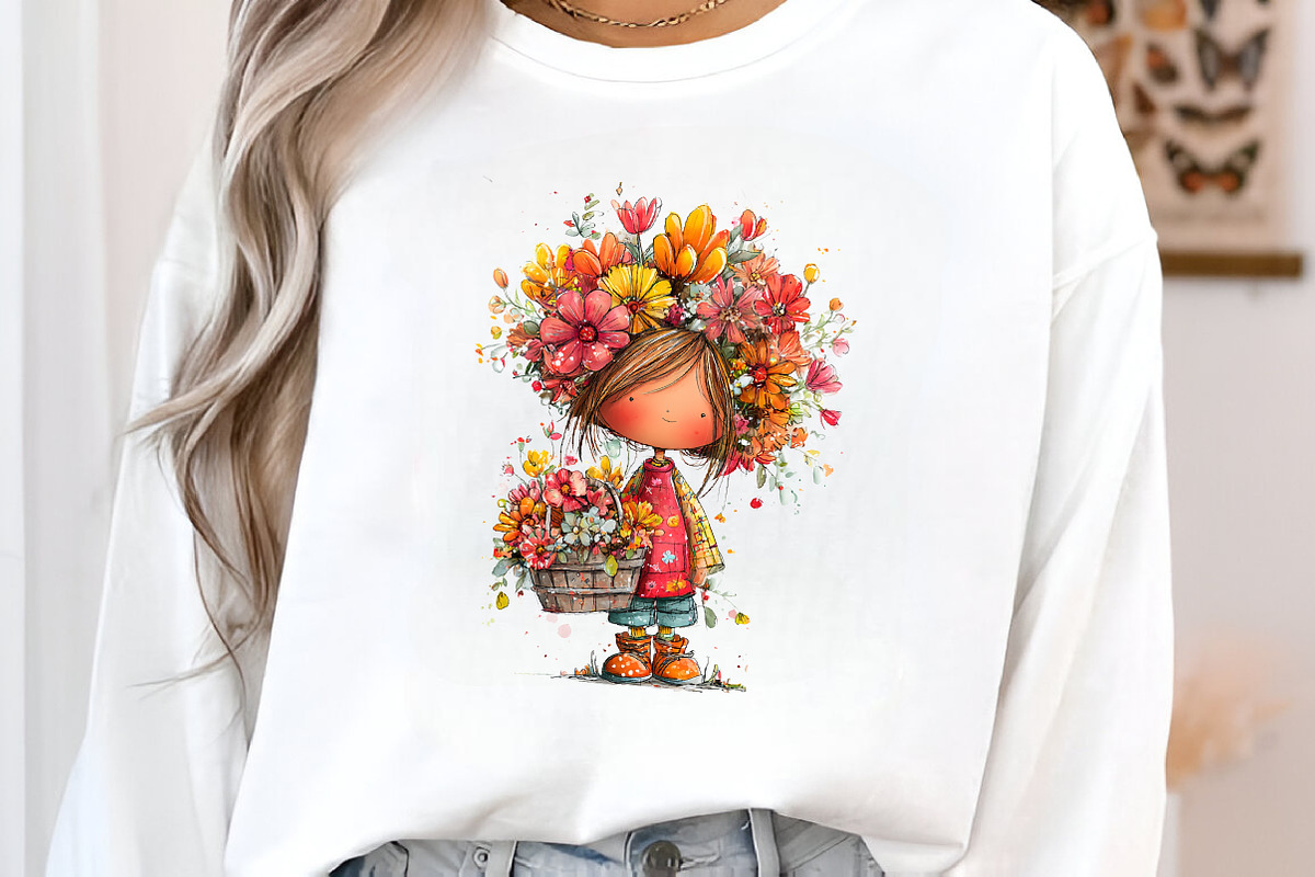 Whimsical girl and flower spring PNG, an Illustration by SinaCreation (Photo 3 of 11)