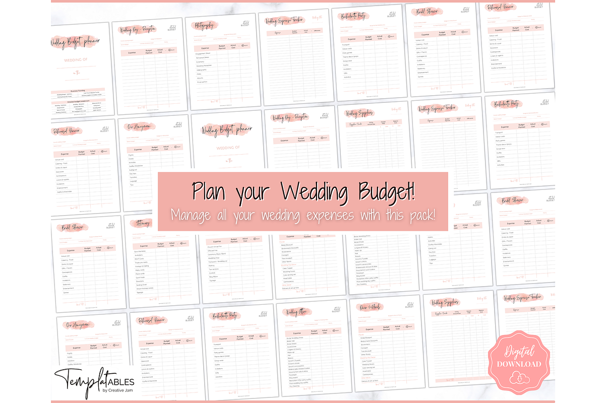 Wedding Budget Planner - Pink BUNDLE, a Templates & Theme by Templatables (Photo 8 of 10)