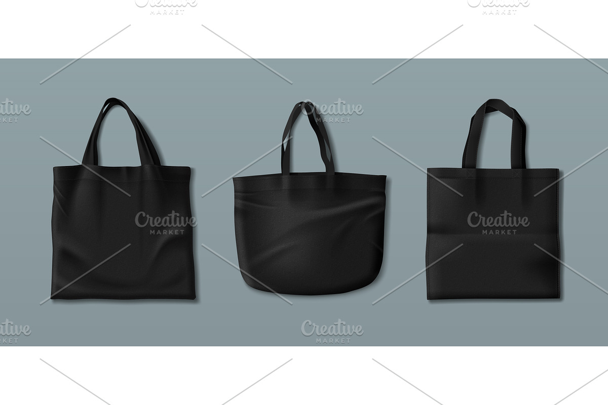 Black tote bag mockups set isolated, an Object Illustration by art PVP - market