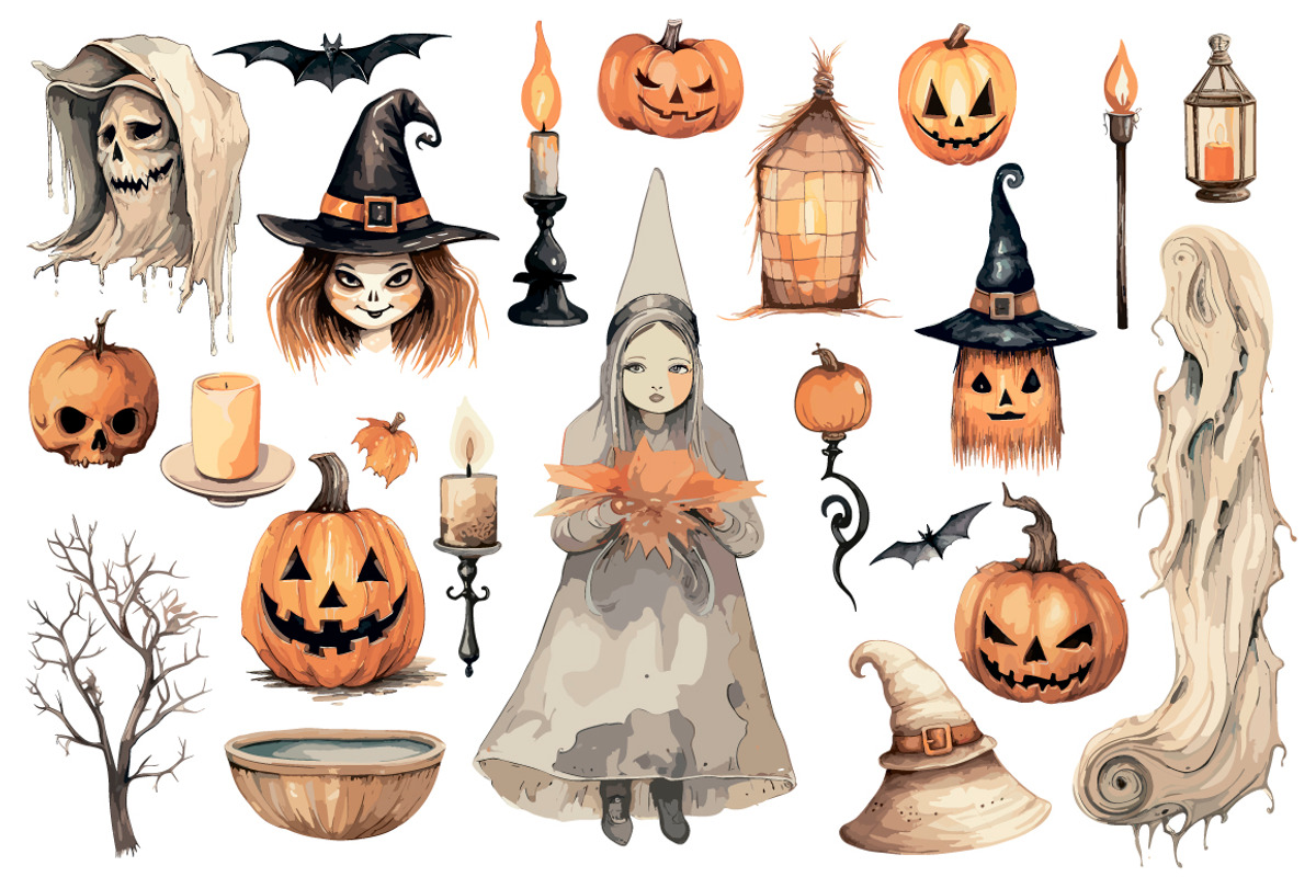 Halloween Vintage clipart, an Object Graphic by Evgeniia (Photo 5 of 11)