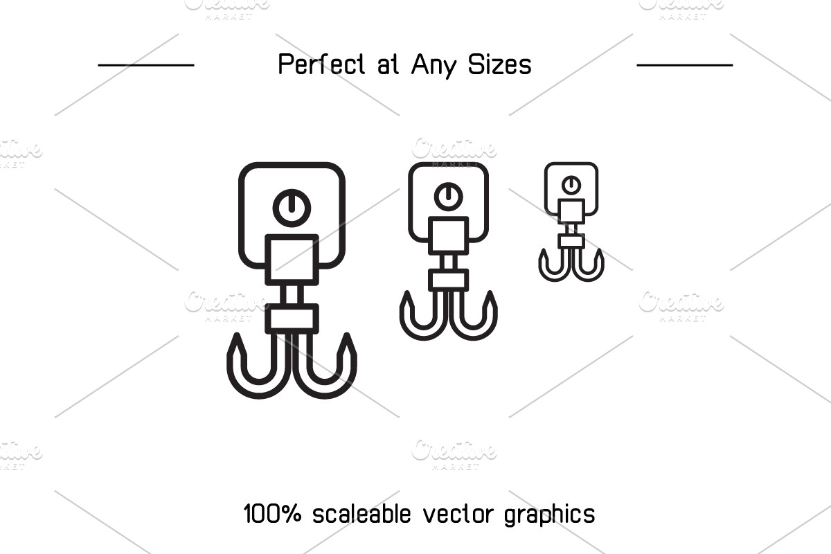 Industrial Crane Hook Icons, an Outline Icon by Designfour (Photo 7 of 7)