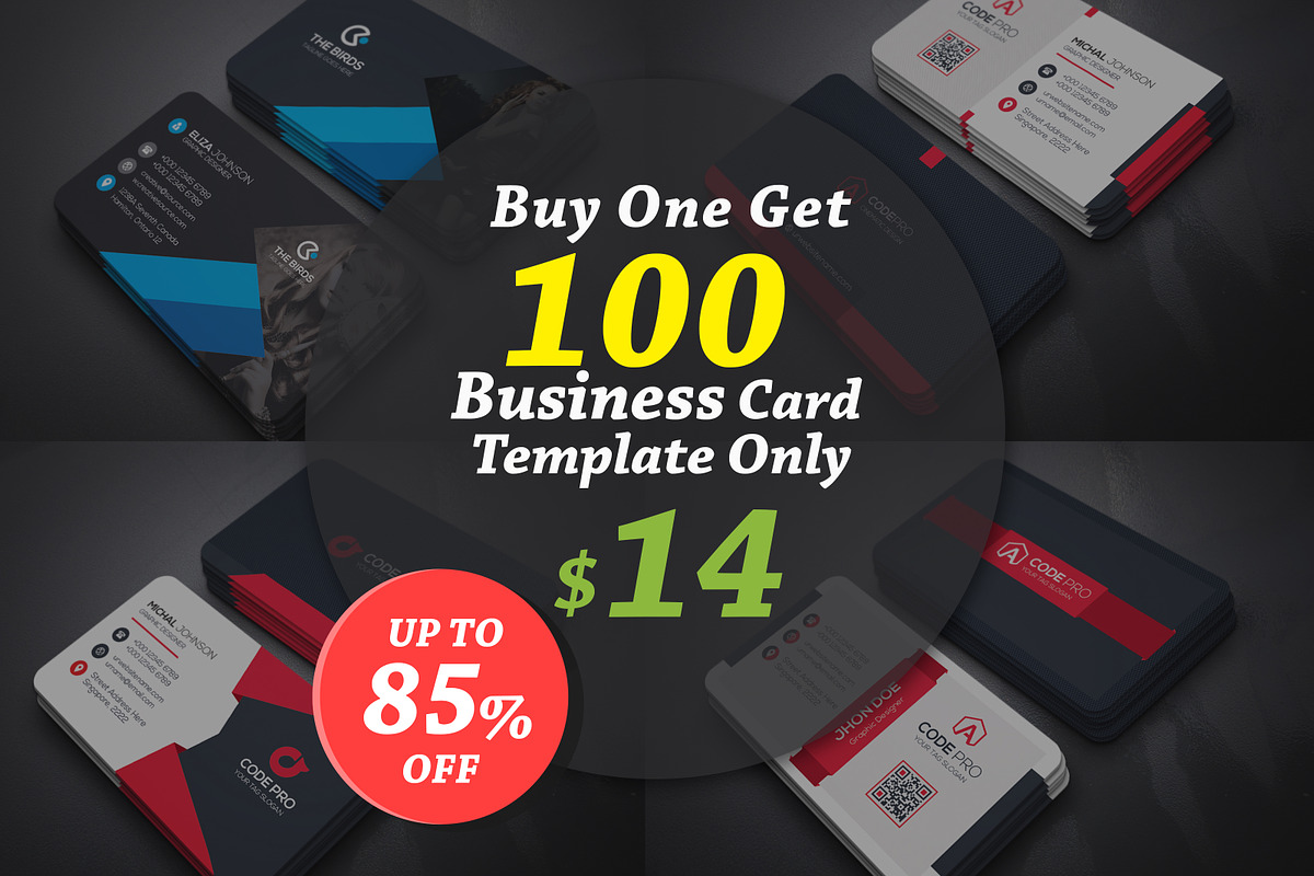 100 Business Cards Bundle, a Business Card Template by Genereux Art (Photo 1 of 11)