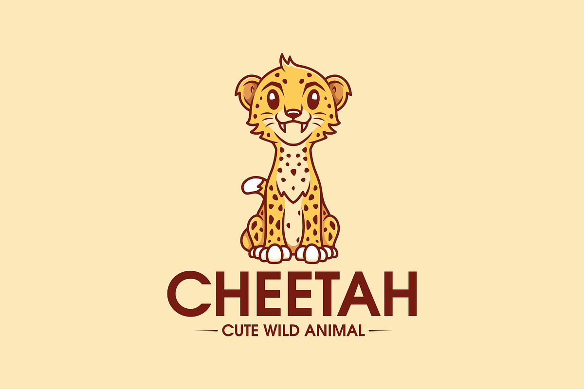 Cute Cheetah Kawaii Logo Template, a Branding & Logo Template by vectorwithin (Photo 1 of 3)