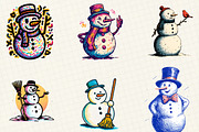 Christmas Snowman Clipart 2, an Illustration by DreamCafeArt (Thumbnail 5 of 6)