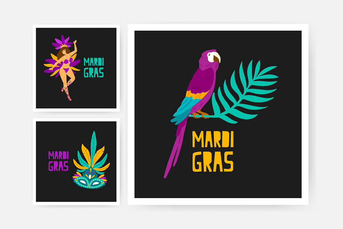 Mardi Gras backgrounds bundle, a Decorative Illustration by Good Studio (Photo 3 of 11)