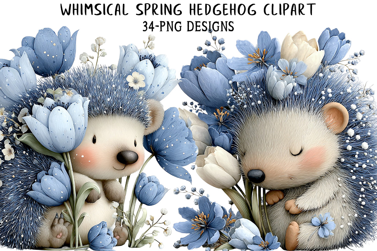 Whimsical Spring Hedgehog Clipart, an Illustration by Daily.Designs (Photo 1 of 8)